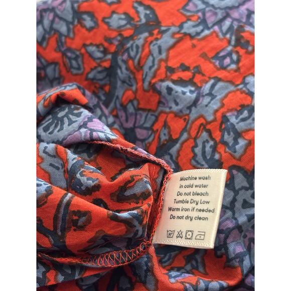 ROLLER RABBIT Red/Blue Floral Kurta Maxi KAFTAN/DRESS w/Tassels/Soutache Braid - Picture 4 of 8